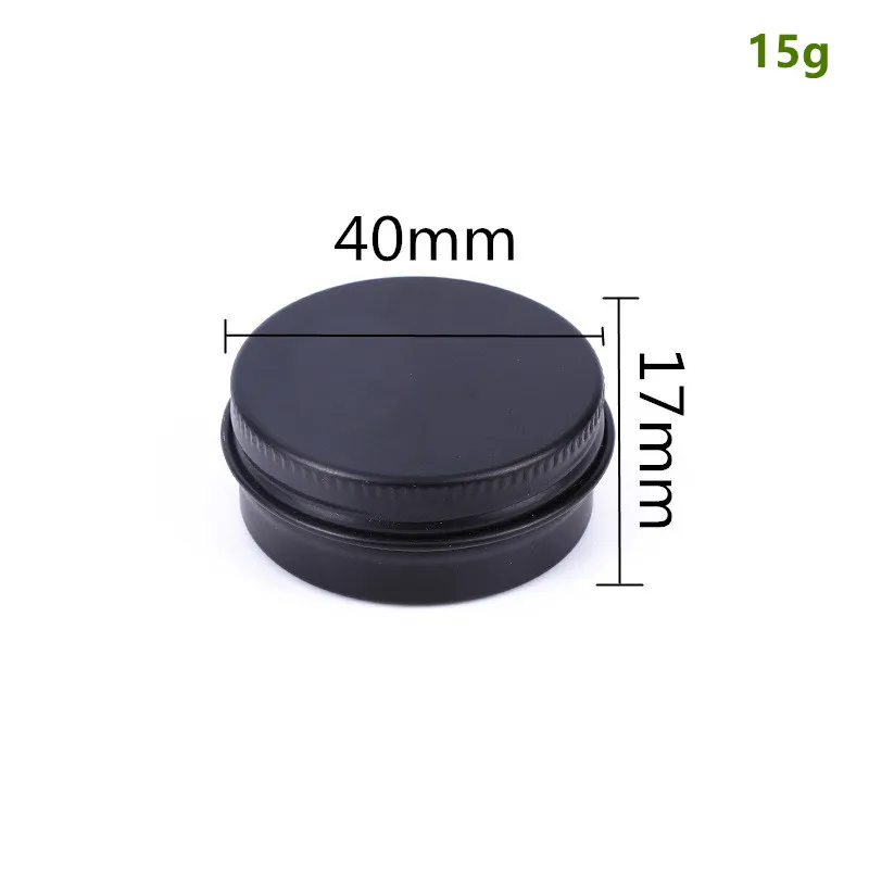 Boîtes en aluminium noir mat de 15ml avec couvercle, Mini pot vide pour crème cosmétique pour le visage, baume à lèvres, récipient d'échantillon de maquillage de 0.5oz