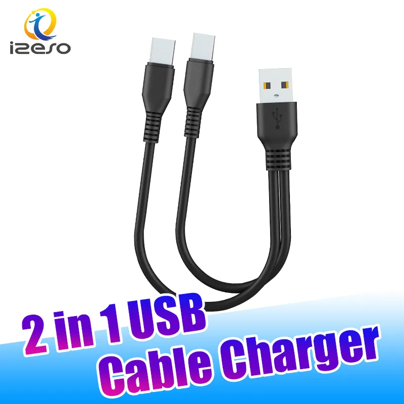 25cm Kısa Şarj Kablosu 2in1 USB - İPhone 15 14 13 Samsung S24 23 Izeso için