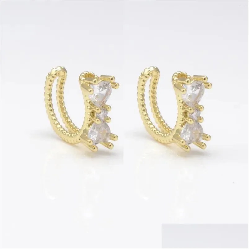 Hoop Huggie Earrings Zircon C Shape Ear Clip For Women Man Fashion Clasp Non-Piercing Copper Gold Plated Cuff Hip Hop Jewelry Fixture Otsmp