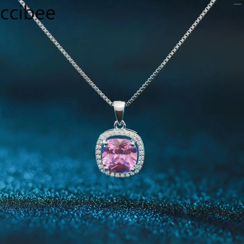 Pendentif Colliers Carré Rose Micro Ensemble Zircon Collier De Clavicule S925 Sterling Argent Minimaliste Ins Fille Coeur Style Accessoire