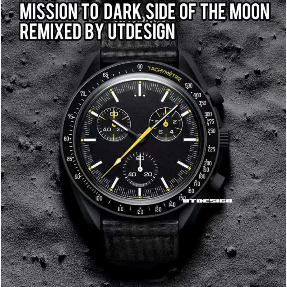 Bioceramic Moonswatch Quarz Chronograph Mens Watch Mission to Mercury Nylon Luksus Watch James Montre de Luxe Edition Box 25