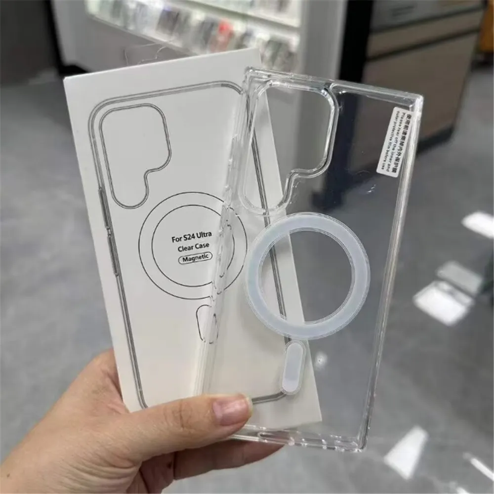Magsoge Transparente, klare Acryl-Magnet-Handyhüllen mit N52-Magneten für Samsung Galaxy S23 S24 Ultra Premium Klare, stoßfeste, starke Hart-Handyhülle
