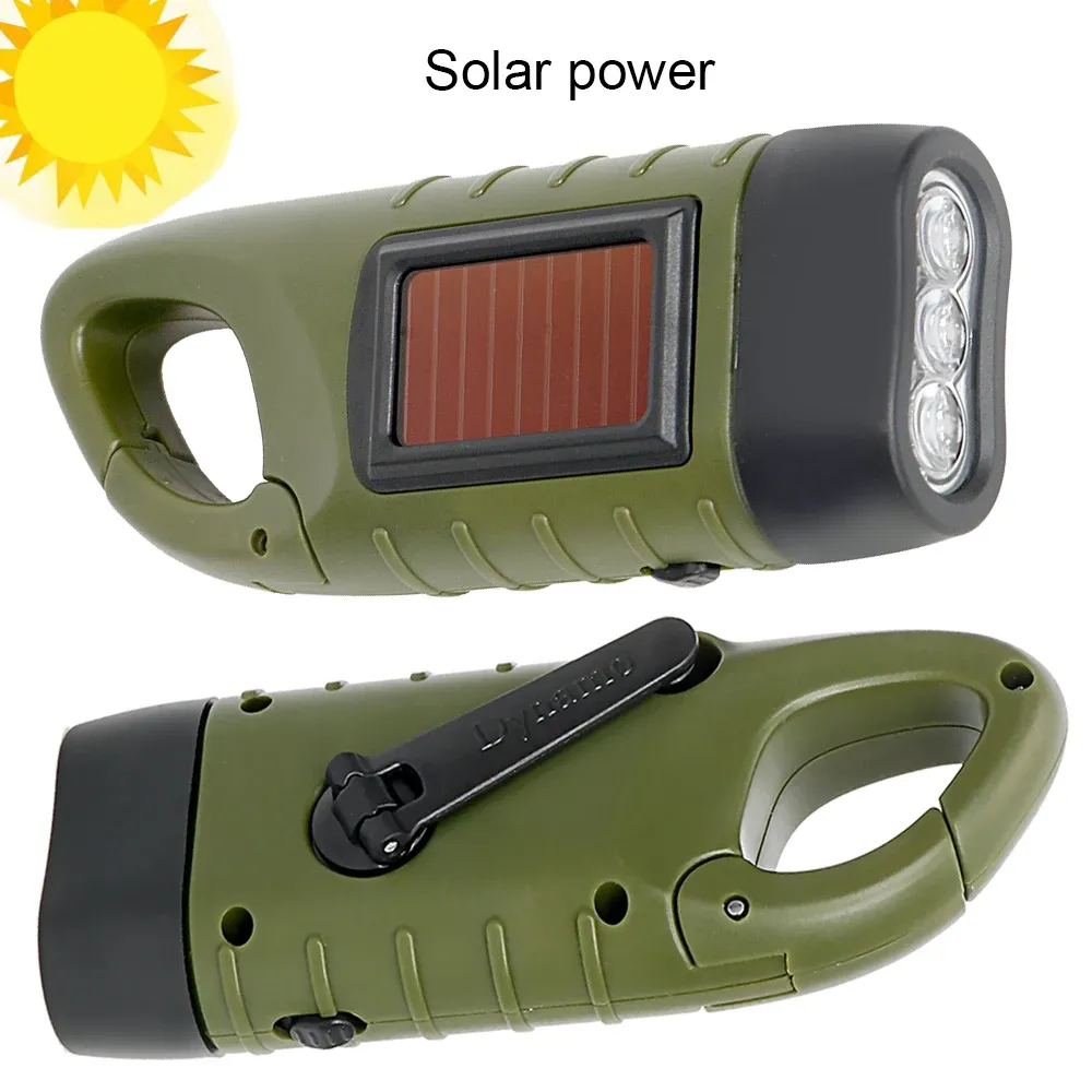 Инструменты Динамо-солнечный фонарик с ручным управлением, перезаряжаемый, для кемпинга на открытом воздухе, для самообороны, аксессуары для выживания в чрезвычайных ситуациях