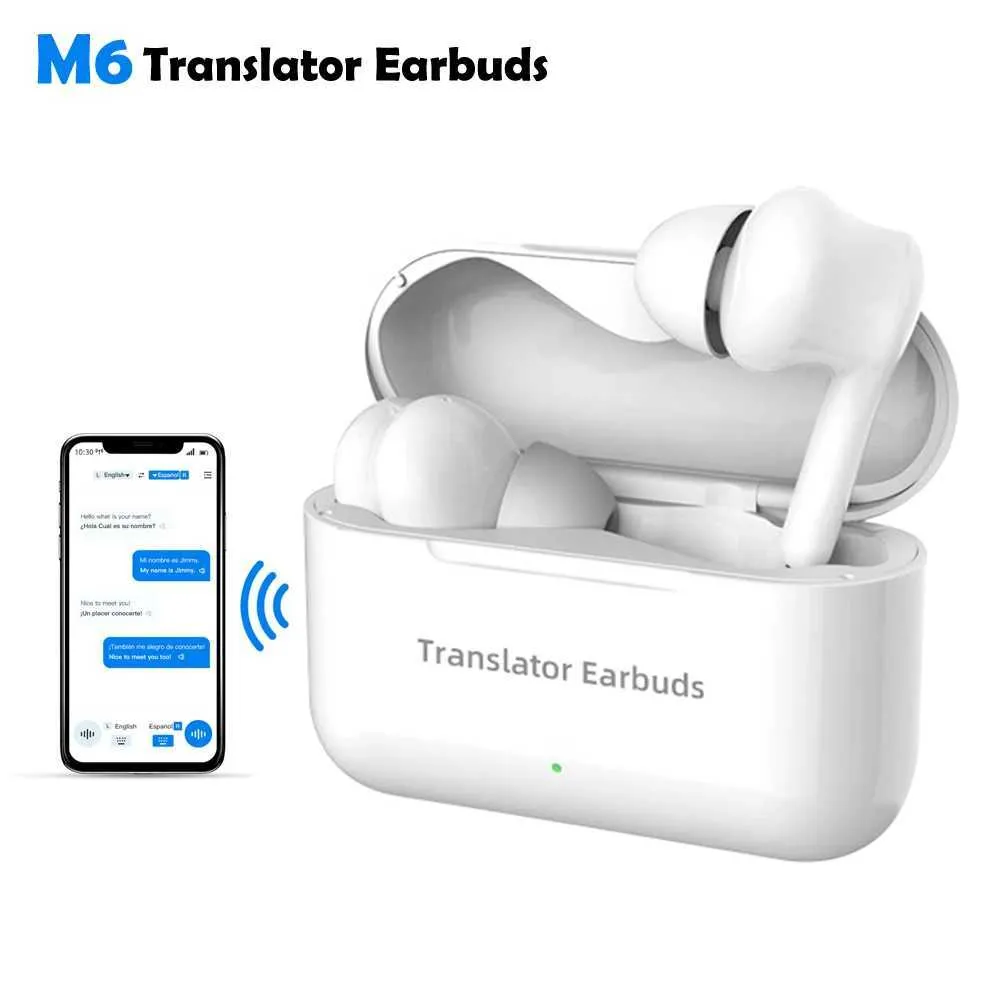 Cell Phone Earphones Translation Headset Multi Language Real-time Translation Intelligent Voice Translator WirelessBluetooth Headset M6 Translator Q240321