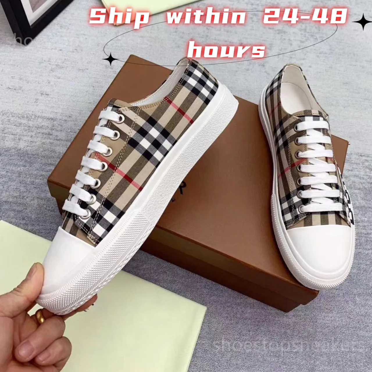 2024 New Designer Casual Shoes Men Women Board Shoes Lightweight Sports Shoes Fashion Brand Plaid Letter Printing Low Sneakers Classical Beige Size 35-45