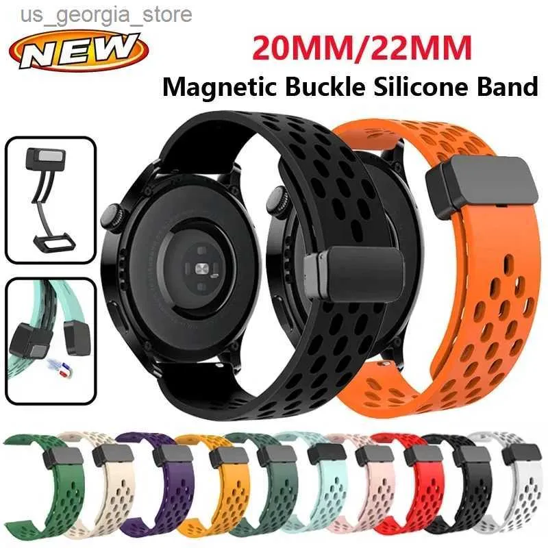 Bracelets de montre 20mm 22mm Bracelet à boucle magnétique pour Amazfit GTR 4 3 3Pro 42 47 Bracelet Sile Correa pour Amazfit Bip 3 3Pro GTS 2e 3 4 4mini Y240321