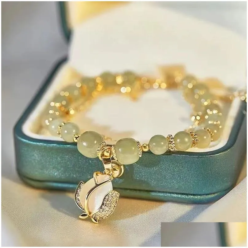 Altri accessori moda Passo dopo passo Naturale Cintura in giada Bracciale con campana Donna Super immortale Piccolo gruppo Leggero Lusso Gemello Amico Drop Otqlo