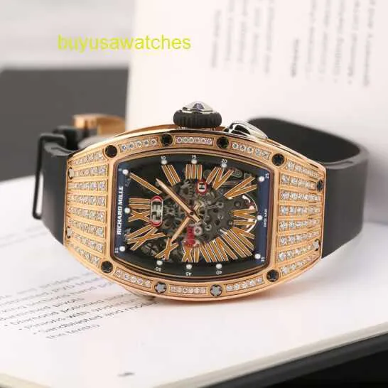 Tactical Diving Wristwatch RM Wrist Watch Women's Series RM037 Original Diamond Set Women's Watch 18K Rose Gold Original Diamond Set Automatic Mechanical Women's Set