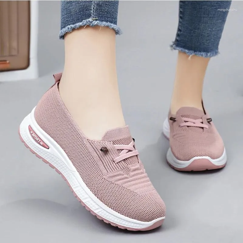 Scarpe Casual moda donna Sneakers piatte in mesh traspirante da passeggio 2024 calzature femminili rosa vulcanizzate da palestra