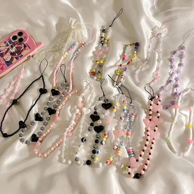 Брелки для ключей, красочные карамельные сердечки, женская мода, милый романтический винтажный брелок, очаровательный корейский 90-х годов, эстетическая сумка, подарок для телефона