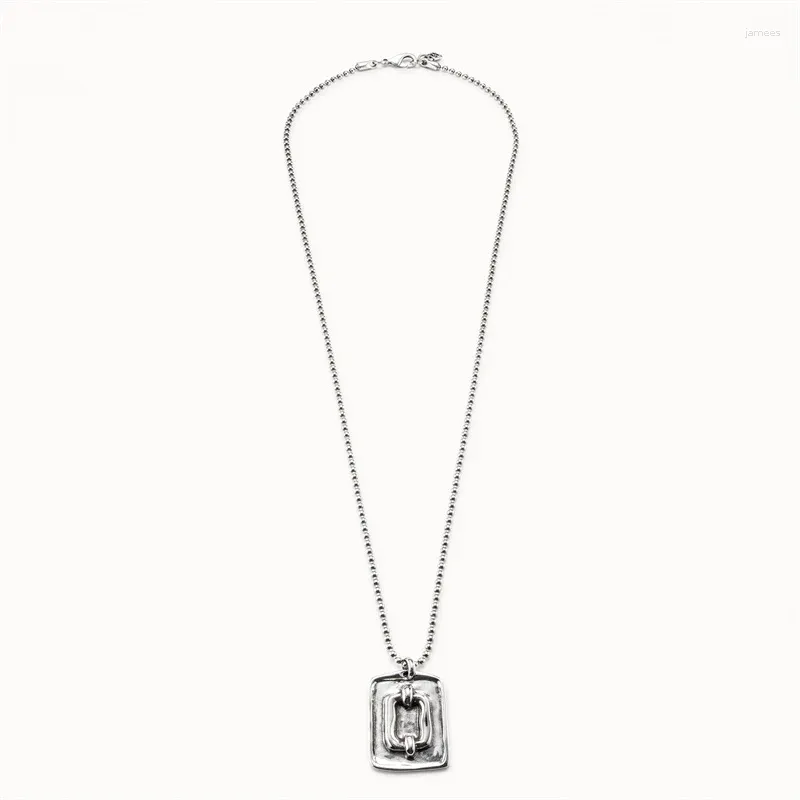 Chaînes 2024 Espagnol Unode 50 Bijoux Simple Rectangulaire Étiquette Suspendue Collier Chandail Chaîne Personnalisé Cadeau Pour Femme