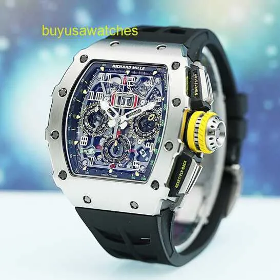 Varumärke Athleisure Watch RM Wrist Watch RM11-03 Hollow Out Clock Swiss World Famous RM1103 Titanium Metal Complete Chronograph