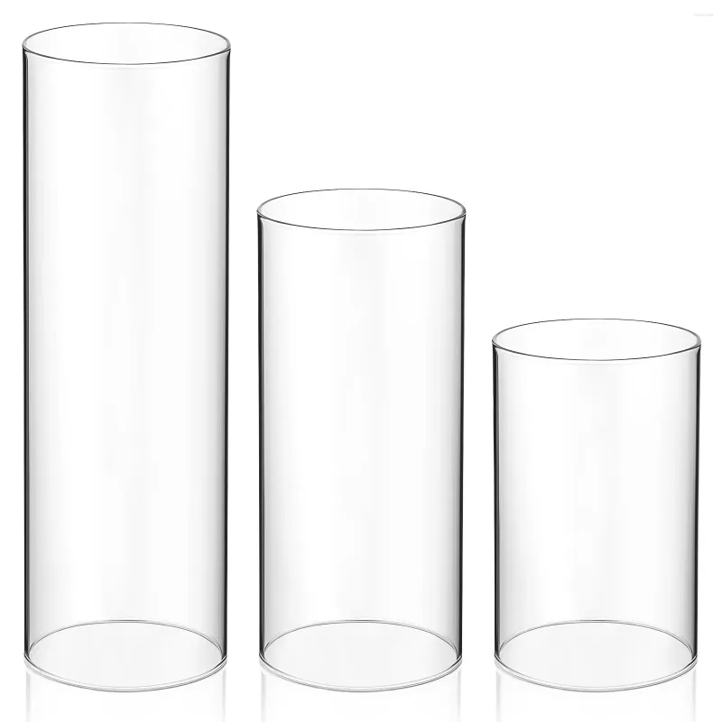 Bougeoirs 3 pièces décorer support d'ombre cylindre en verre à haute teneur en borosilicate nuances de tube à extrémité ouverte