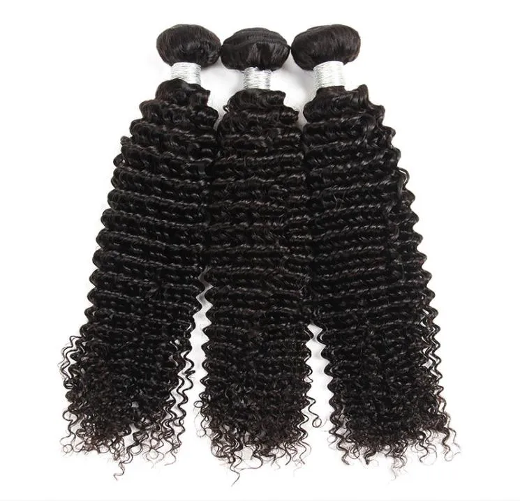 Vente 10A Vierge Brésilienne Bouclée Cheveux Weave 3 Bundles Non Transformés Brésiliens Remy Extensions de Cheveux Humains Naturel Noir C5015287