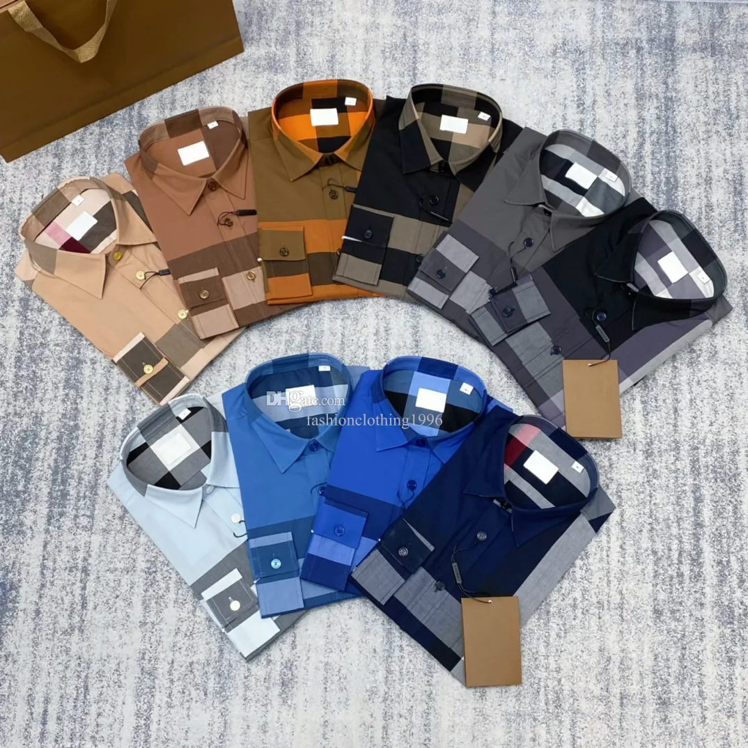 Designer de luxe Mens Casual Shirt Mode Géométrie Classique Checker Imprimé Printemps Été Polo Col À Manches Courtes Haute Qualité Coton Affaires