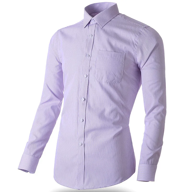 Mannen Top 2024 Nieuwe Herfst Mannen Shirt Lange Mouwen Slim Fit Business Casual Shirt Gestreept Professionele Herenkleding