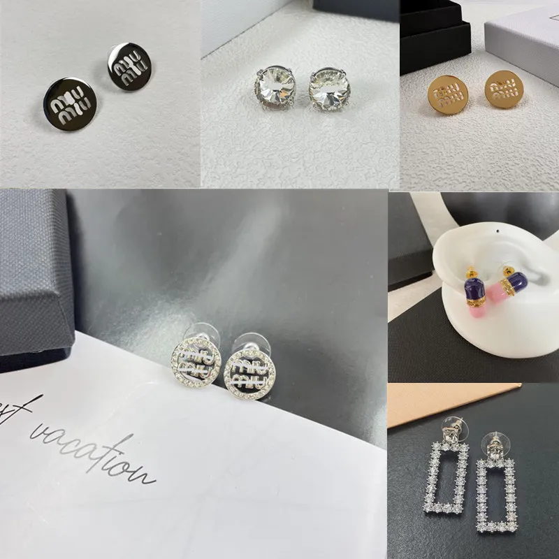 Diseño de moda Serie M I U Joyería Moda Pendientes redondos naturales de lujo para mujer Regalo de cumpleaños Pendientes de plata de ley 925 de oro y plata