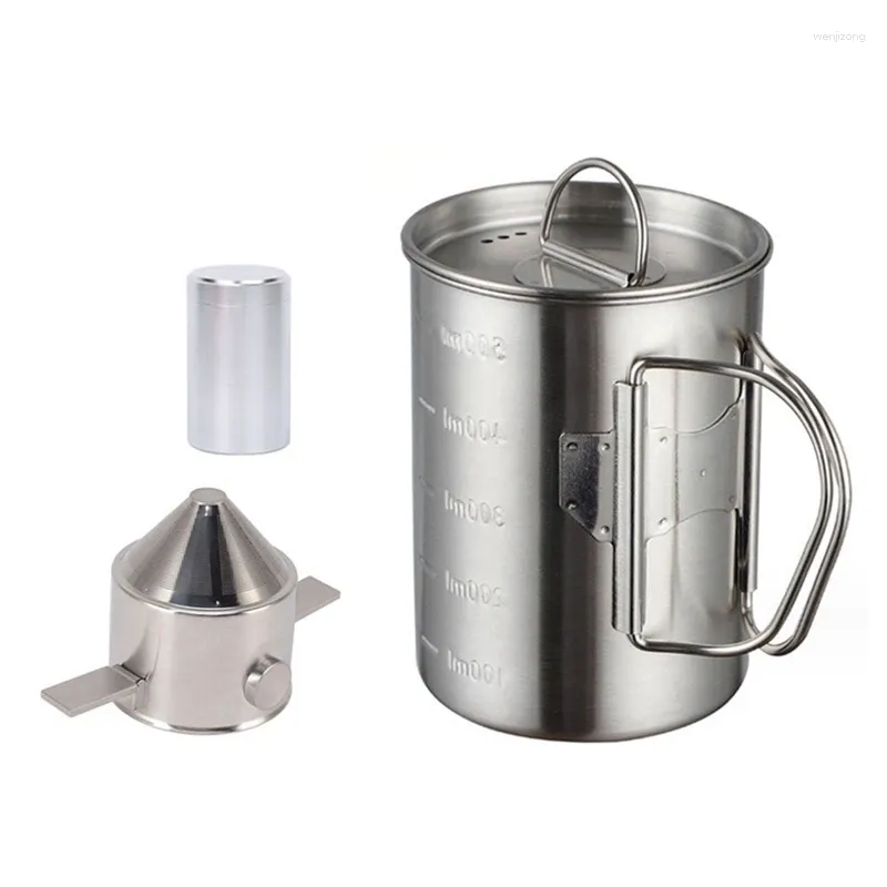 Tasses Tasse De Camping Avec Couvercle Tasse À Café Poignée Pliable Pour La Randonnée En Voyage (500Ml)