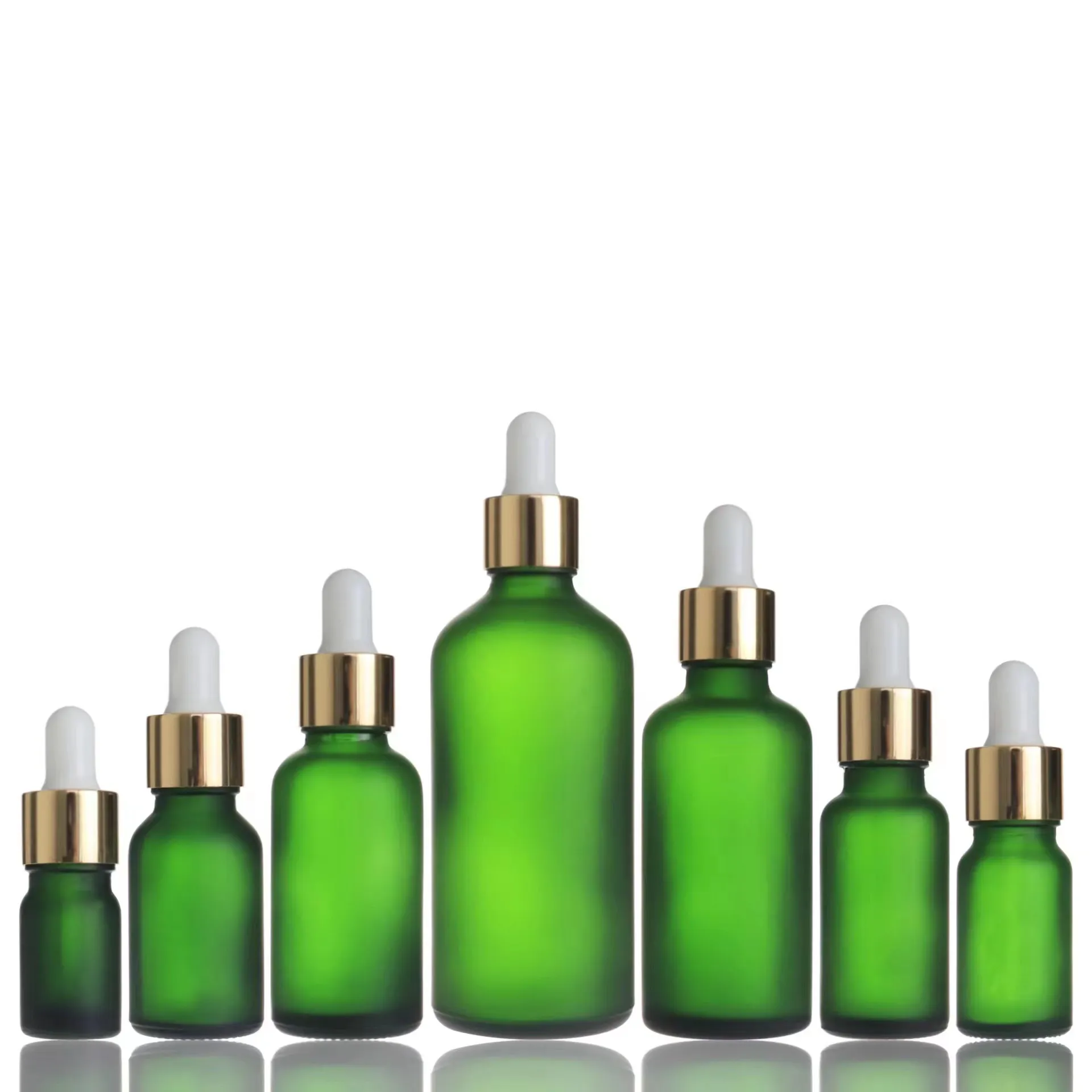 Groothandel lege glazen parfumflesjes mat groene hervulbare fles etherische olie druppelaar parfumflesje