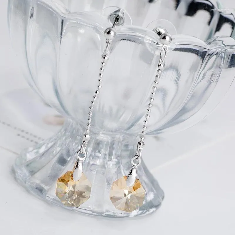 Boucles d'oreilles ER-00360 2024 en véritable cristal autrichien, bijoux sans allergie pour femmes, longues boucles d'oreilles octogone de noël, vente en gros