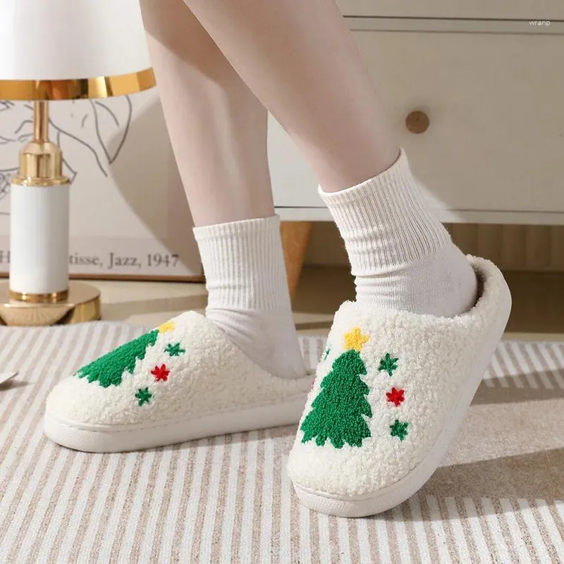 Slippers Dames Winter Koppels Huis Voor Kerstmis Heren Warm Pluche Thuis Katoenen Schoenen Antislip Slaapkamer