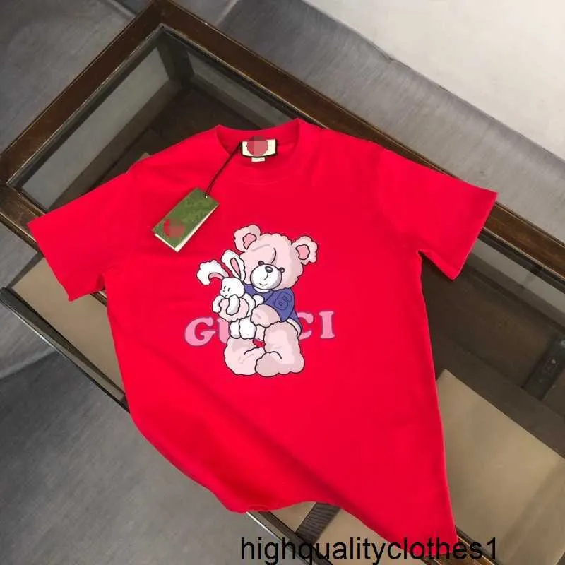 Designer G família estilo americano decote pequeno camiseta de manga curta, agulha de três livros masculina, marca da moda, manga 54 toda em algodão, verão EVJS