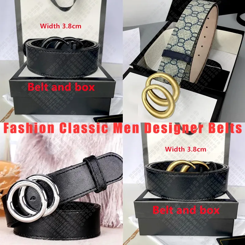 Ceintures de créateurs Femmes Hommes Mode Ceinture en cuir noir sans boucle Classique Hommes Casual Lettre Boucle Lisse Ceinture De Luxe 5 couleurs Largeur 3.8cm Avec boîte AAAAAA