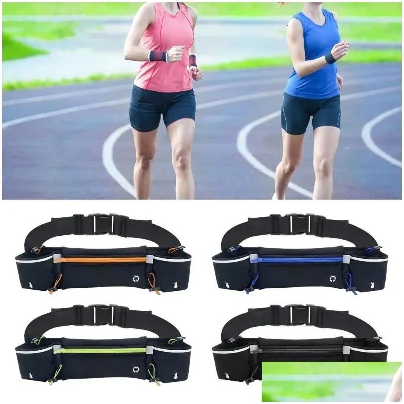 Utomhuspåsar Sports Fanny Pack Justerbara löpbälten Midja Telefon Hydrations Bag Träning för joggningar Cykling Vandring Drop Delivery OTQFS