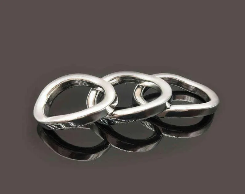 Nxy Cockrings Nuunanillo de Pene Masculino acero Nieokreślony Cerradura Castidad Metal Anillo Entrenamiento Curvo Juguetes Sexues5608437