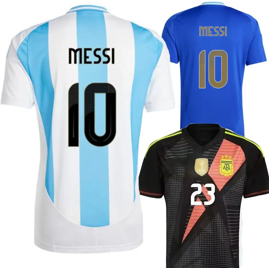 24 25 ArgEntiNa 2024 Maillot de gardien de but à domicile J.Aarez Maillots de football DI MARIA DYBALA MARTINEZ E.Fernandez MARADONA Kit hommes enfants maillots de football