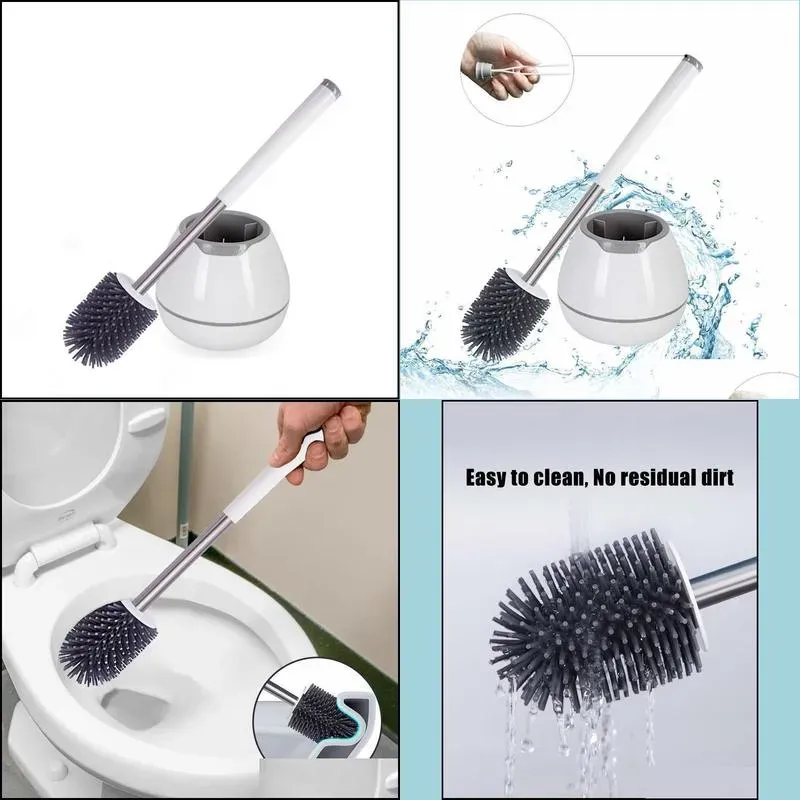 eyliden tpr toilet brush with a thoughtful designed tweezer and holder set silicone bristles for bathroom washroom cleaning 220511