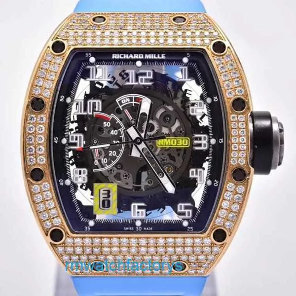 RM Relógio Piloto Relógio Popular Série RM030 RM030 Rosa Ouro Traseiro Diamante Edição Limitada Moda Lazer Esportes Relógio de Pulso