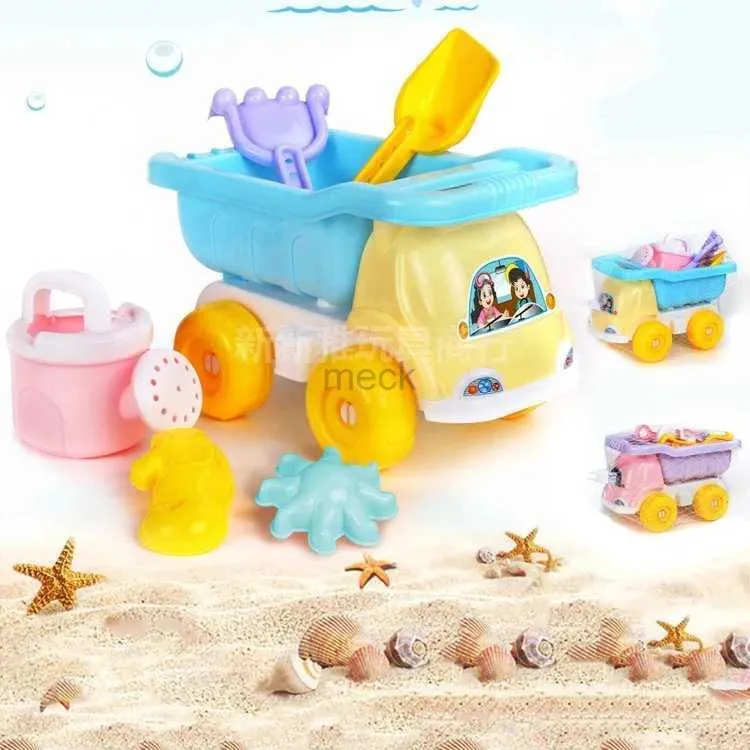 Sand Play Water Fun Childrens Beach Fun Entertainment Toys Baby Children Spela Sand Dig Sand and Play Water Beach Tools Trolley Net Bag Set 240321