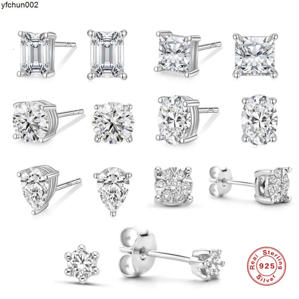 S925 Sterling Silver Geometric Square Super Sparkling Diamond Earrings Japanese and Elegant Luxury Style Glg7