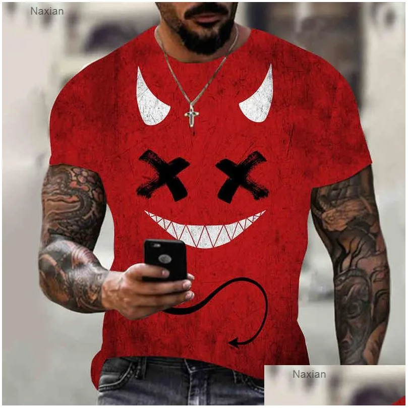 T-shirt da uomo Casual da uomo a maniche corte Hip-Hop Face Stampa 3D Camicetta Plus Size Plover T-shirt 2022 Drop Delivery Apparel Abbigliamento Te Dhbzd