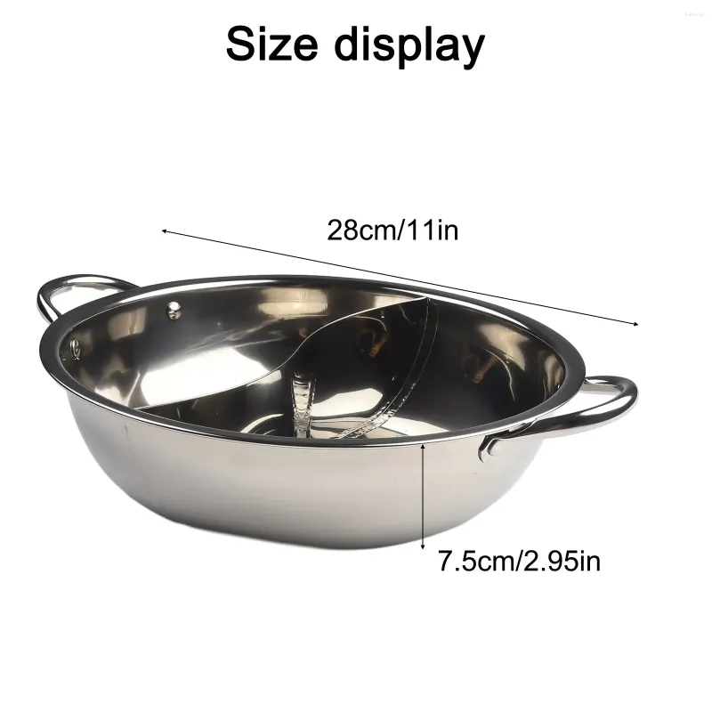 Bowls 28cm Pot Twin Divided Stainless Steel Cookware Ruled Compatible Kitchen
