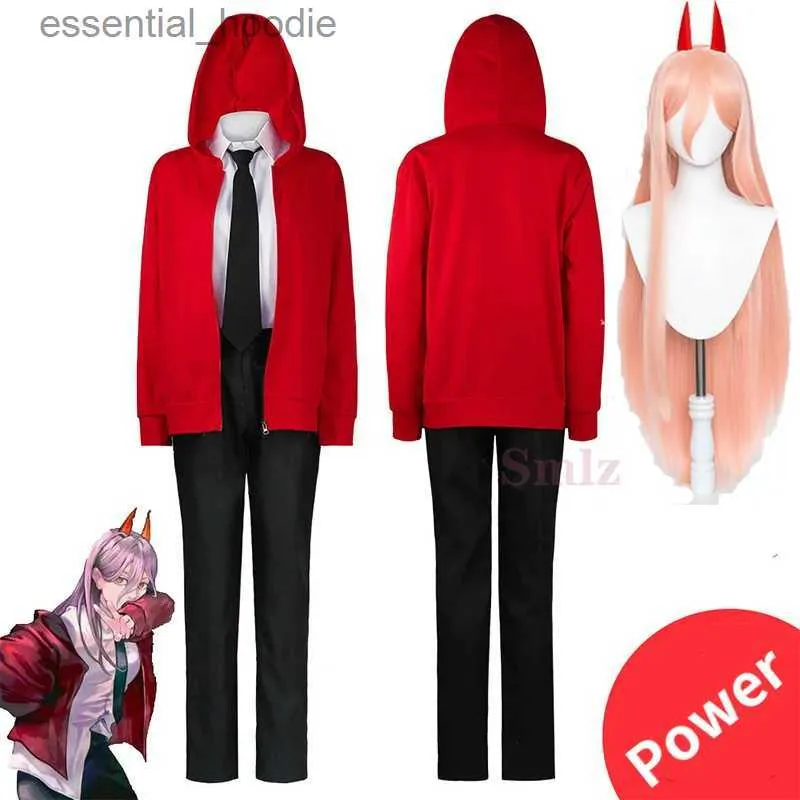 Cosplay Anime Kostüme ChainsMan Chain Man Makima Rollenspiel Rote Jacke Kontakt Devils Horn Perücke Halloween Party Uniform GirlC24321