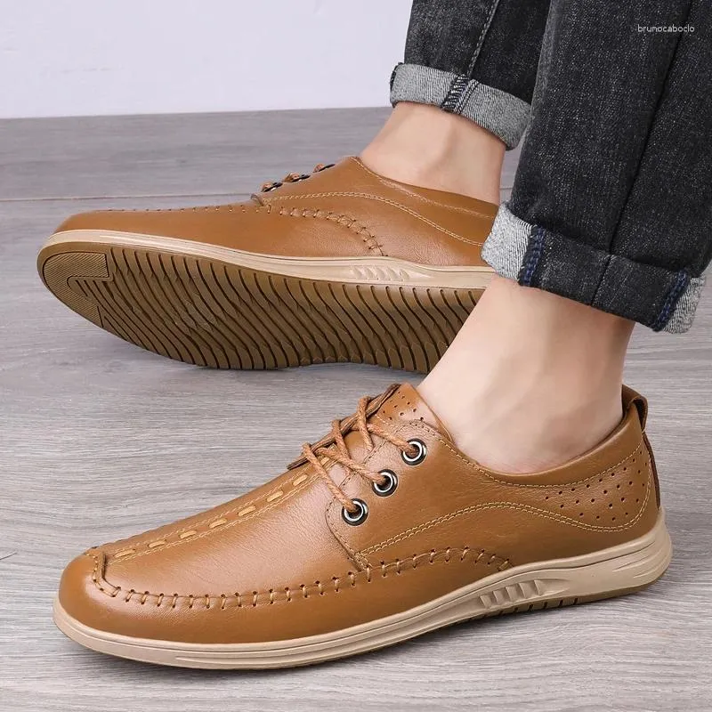 Casual Shoes Men Handmade Mens Cow Genuine Leather Loafers Moccasins Slip On Male Flats Driving Sneakers