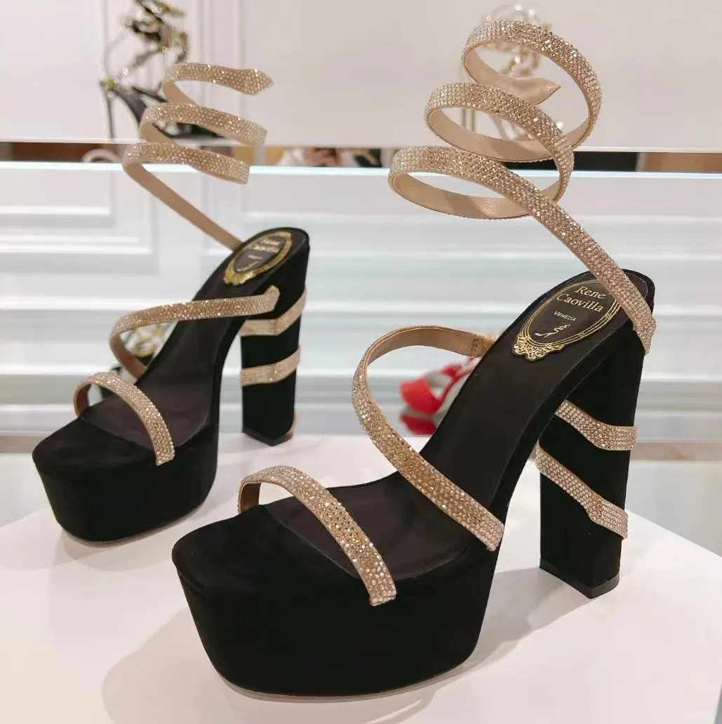 Rene 13cm Women Stiletto Heel Sandals Platform Sandals Fashion