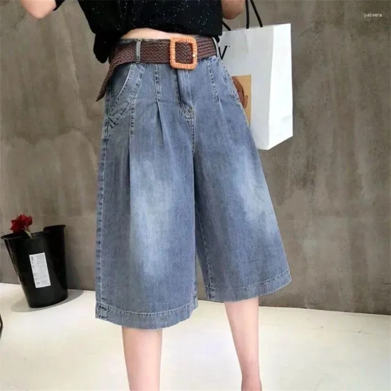 Pantaloncini da donna 2024 Casual Donne di Grandi Dimensioni Denim Lady A Vita Alta Telai Femminili Gamba Larga Pantaloni Corti Estivi Retro WZ1761