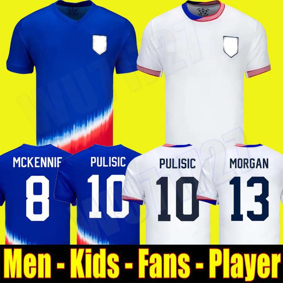 Maglie da calcio USA 2024 Copa America UOMINI Donna Bambini Kit 24 25 Maglie da calcio Home Away Versione giocatore da uomo PULISIC SMITH MORGAN BALOGUN MUSAH McKENNIE ADAMS