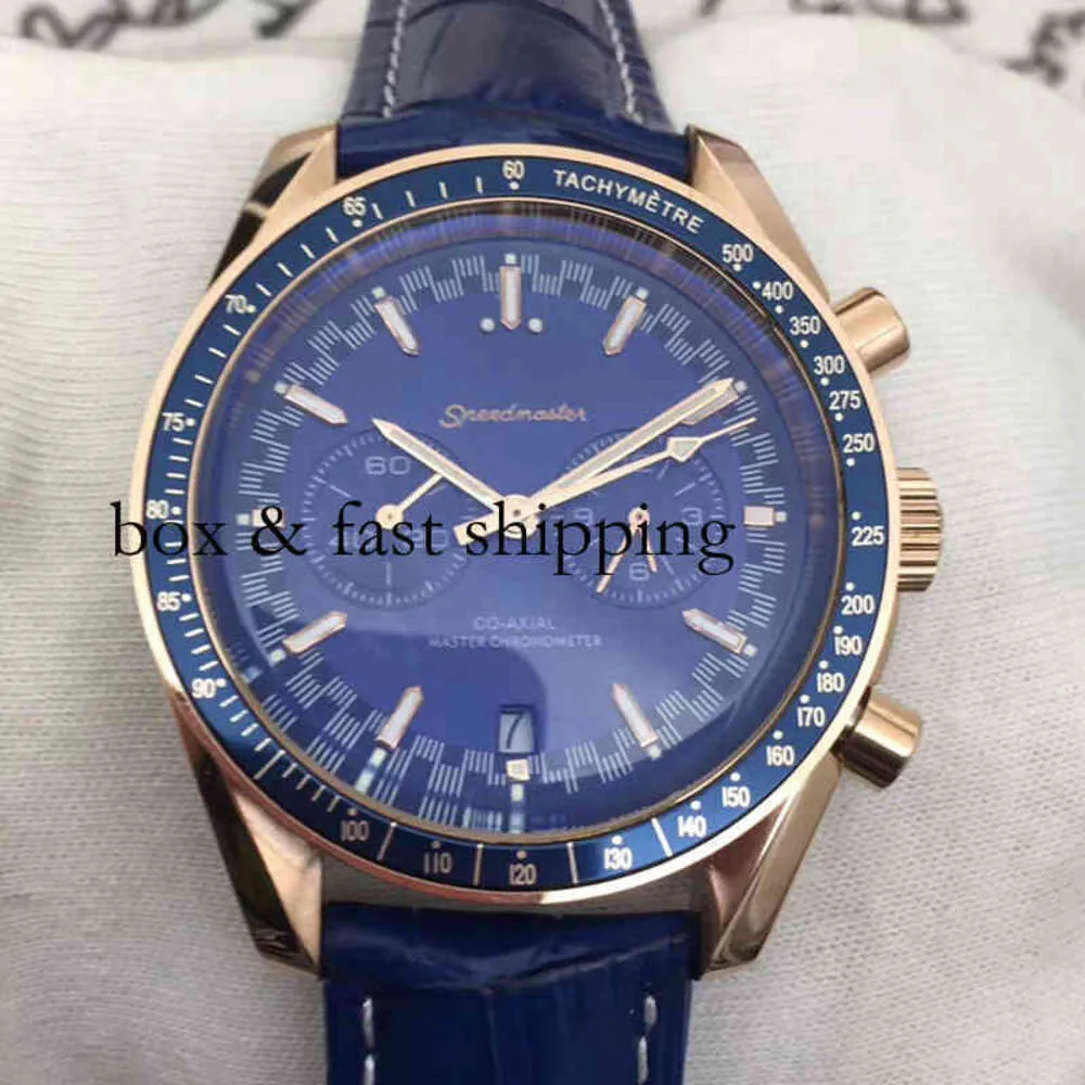 Chronograph SuperClone Watch Watches Pols Luxe modeontwerper Mechanische chaoba vijf naald meige blauw leer volledig automatisch monteur 709