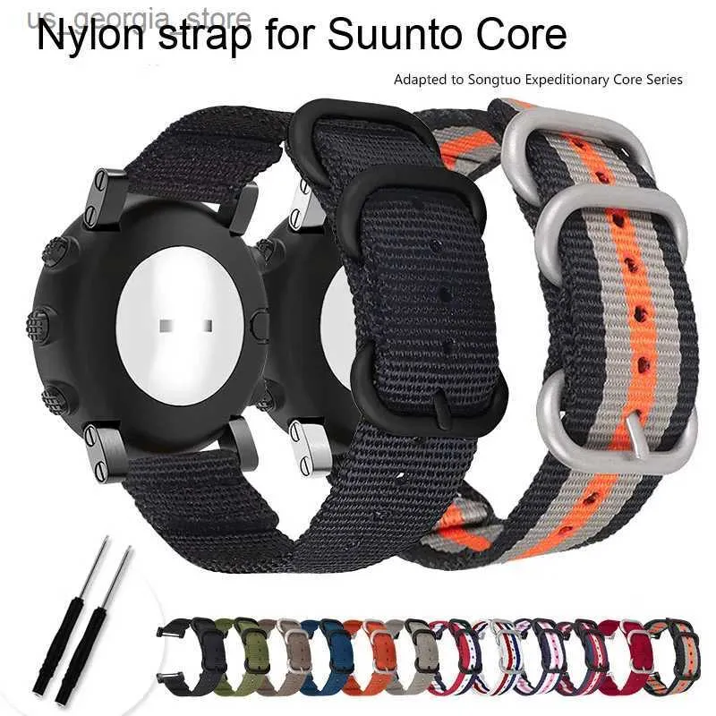 Titta på Bands Band för Suunto Core Nylon Strap Replacement Canvas Wrist Sport Band med Metal Clasp för Suunto Core Smart Y240321