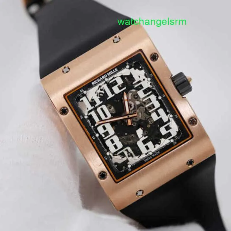 RM Watch Swiss Watch Tactical Watch RM016 Men Rose Gold Case Full Hollow Black Carbon Fiber Dial Automatic Mechanical