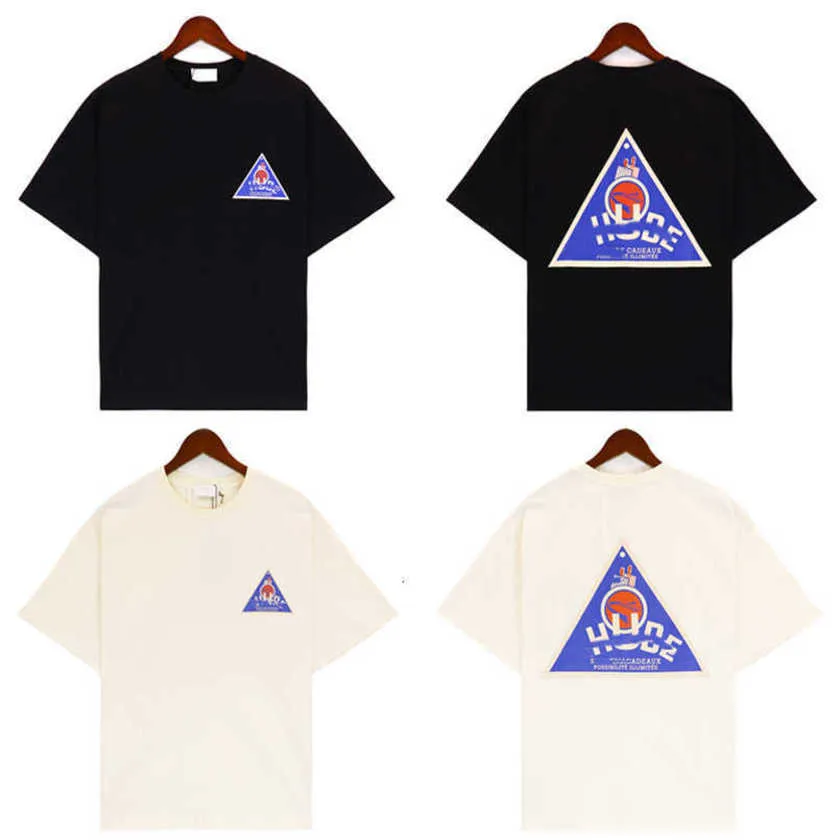 디자이너 Rhude Off White T Polo Shirt Triangle 인쇄 승무원 Athleisure Short Sleeve Mens and Womens Loose Sweatshirts