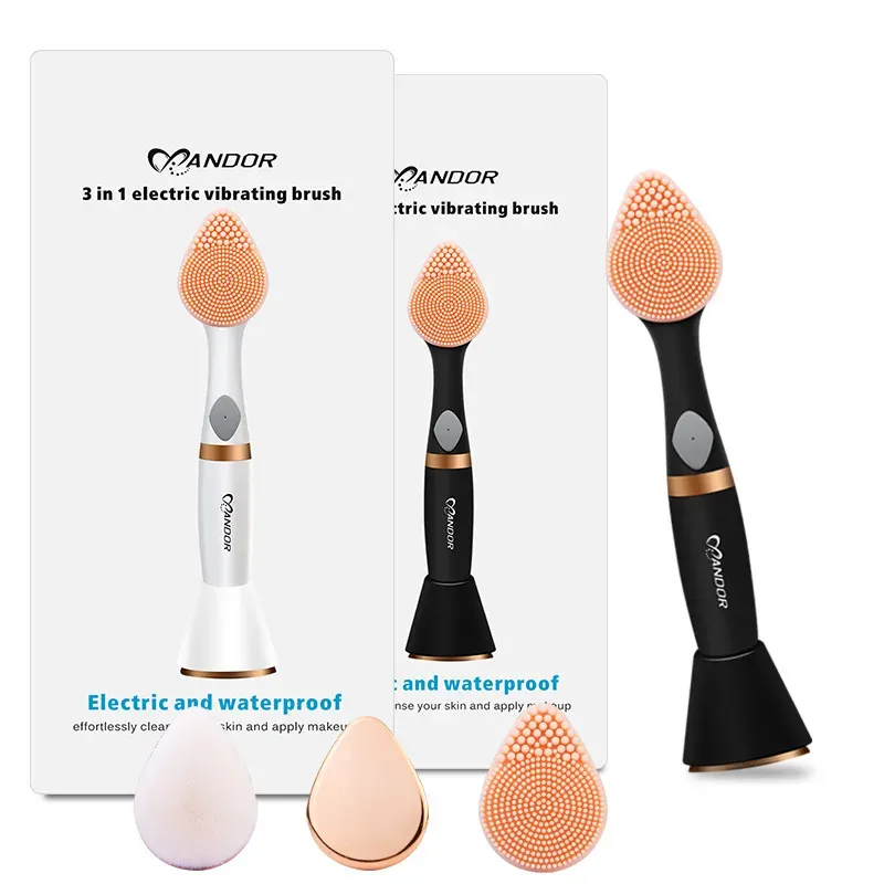 Flaskor 3 i 1 Electric Facial Cleanser Wash Face Cleaning Hine Skin Pore Cleaner Body Cleansing Massage Mini Beauty Massager Brush