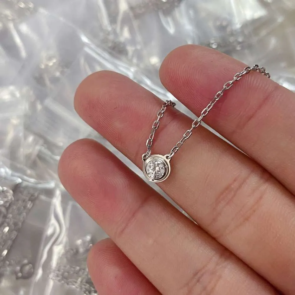Skruvchokerhalsband Carter Jewelry 925 Sterling Silver UFO Single Diamond Necklace 18K Gold Pendant Collone Chain Exquisite