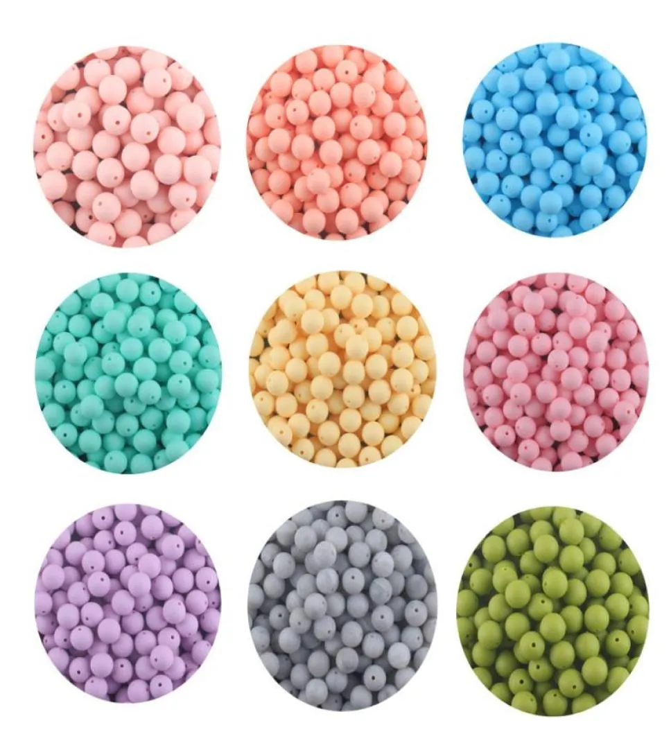 XCQGH 50pcs Silicone Beads 12mm Food Grade Silicone Sensory Teething Beads Mom Nursing Necklace DIY Jewelry Baby Teethers Y12217005654