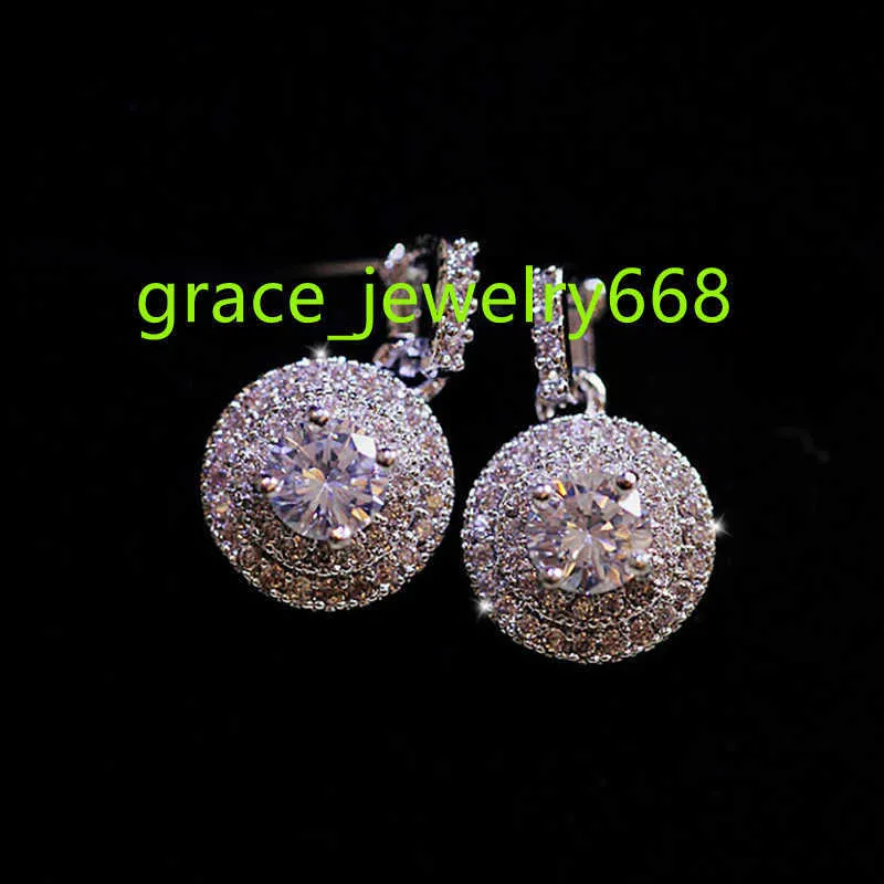 Imitation mosan light luxury shining celebrity net red ins wind slightly inlaid with diamond Zircon Earrings earrings female