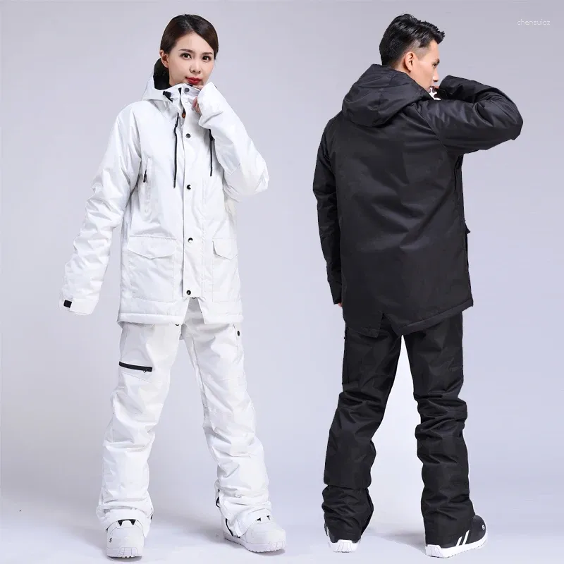 Kurtki narciarskie 2024 mężczyzn Kobiety pary narciarskie garnitur zimowy wiatroodporny wodoodporny odzież kurtka snowboardowa i spodnie śnieżne kostiumy
